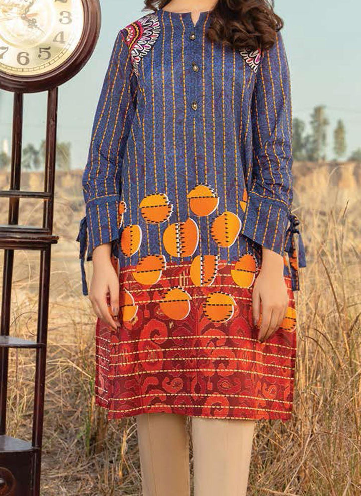 LimeLight Printed Lawn  Unstitched Kurties LL21US U1491 Blue - Summer Collection