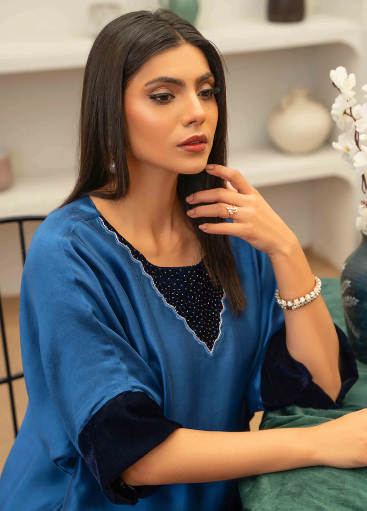 Louis by Hadia Batool Pret Embroidered Mirro Silk Kaftan Callie