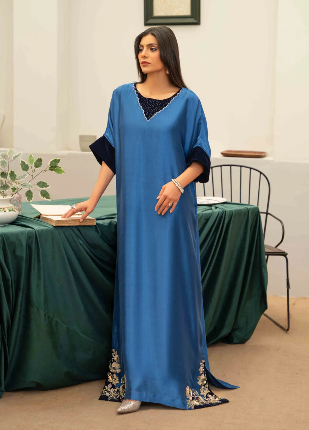 Louis by Hadia Batool Pret Embroidered Mirro Silk Kaftan Callie