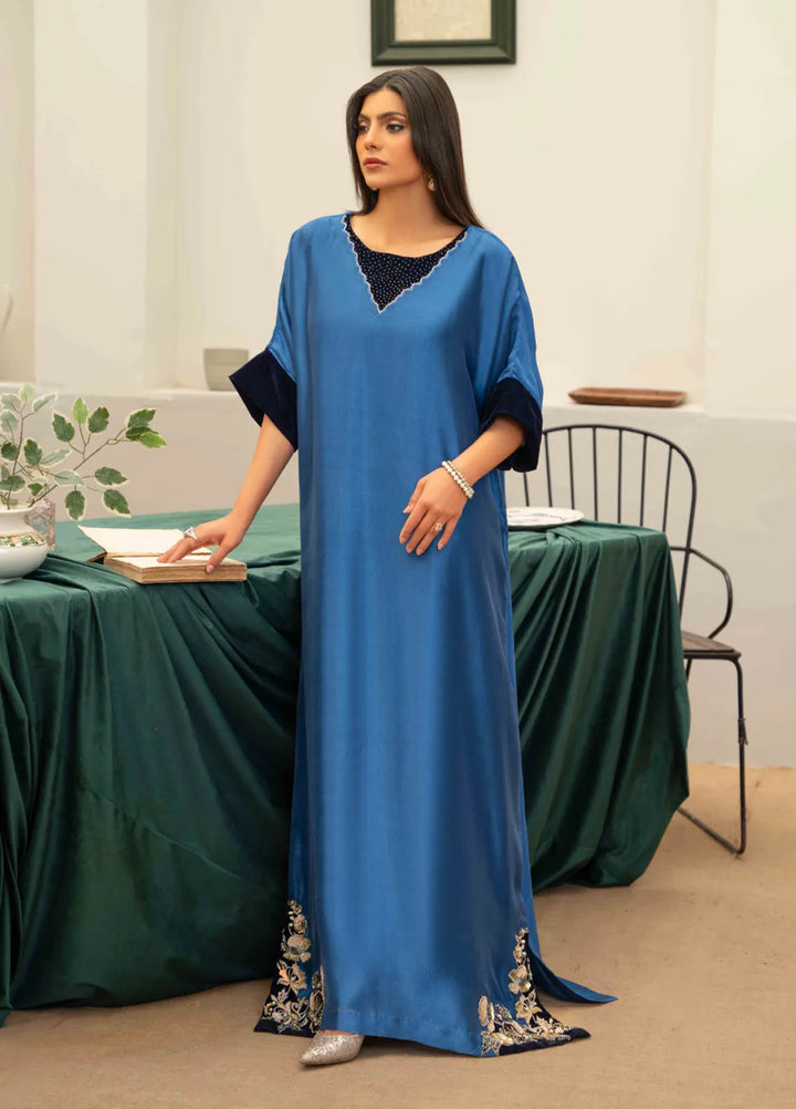 Louis by Hadia Batool Pret Embroidered Mirro Silk Kaftan Callie