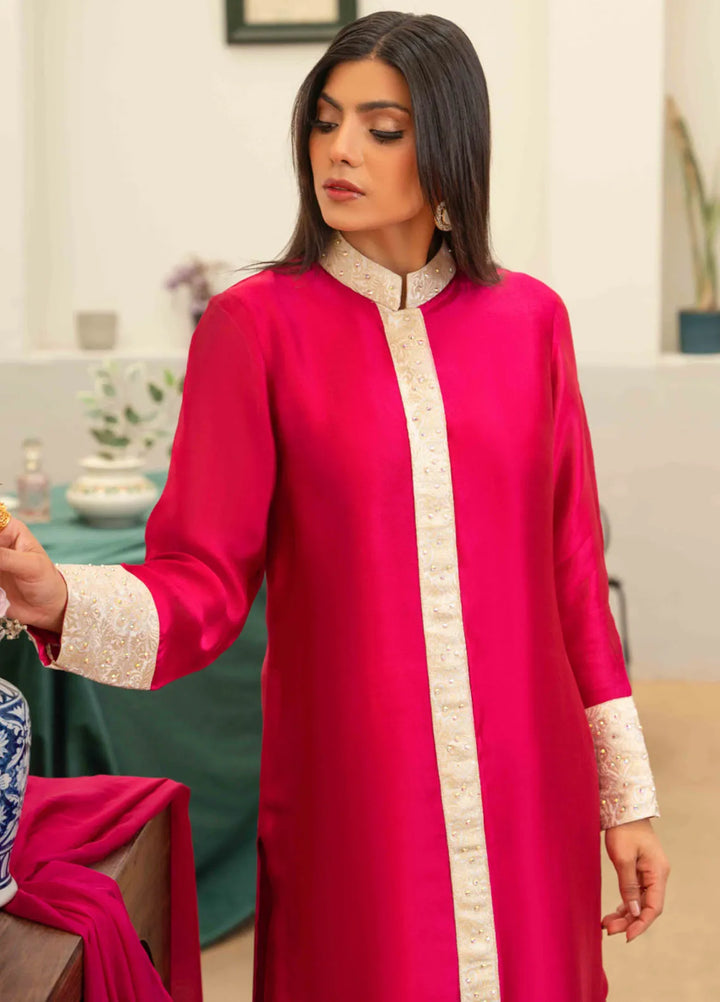 Louis by Hadia Batool Pret Embroidered Mirror Silk 3 Piece Suit Sabine