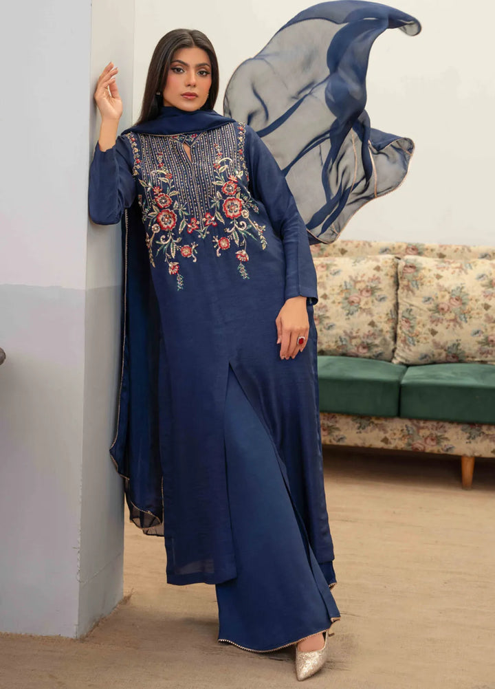 Louis by Hadia Batool Pret Embroidered Raw Silk 3 Piece Suit Dixie