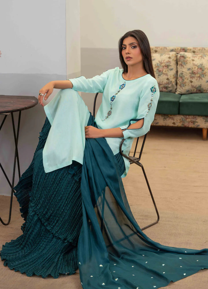 Louis by Hadia Batool Pret Embroidered Raw Silk 3 Piece Suit Julia