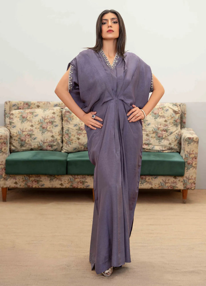 Louis by Hadia Batool Pret Embroidered Raw Silk Kaftan Lee