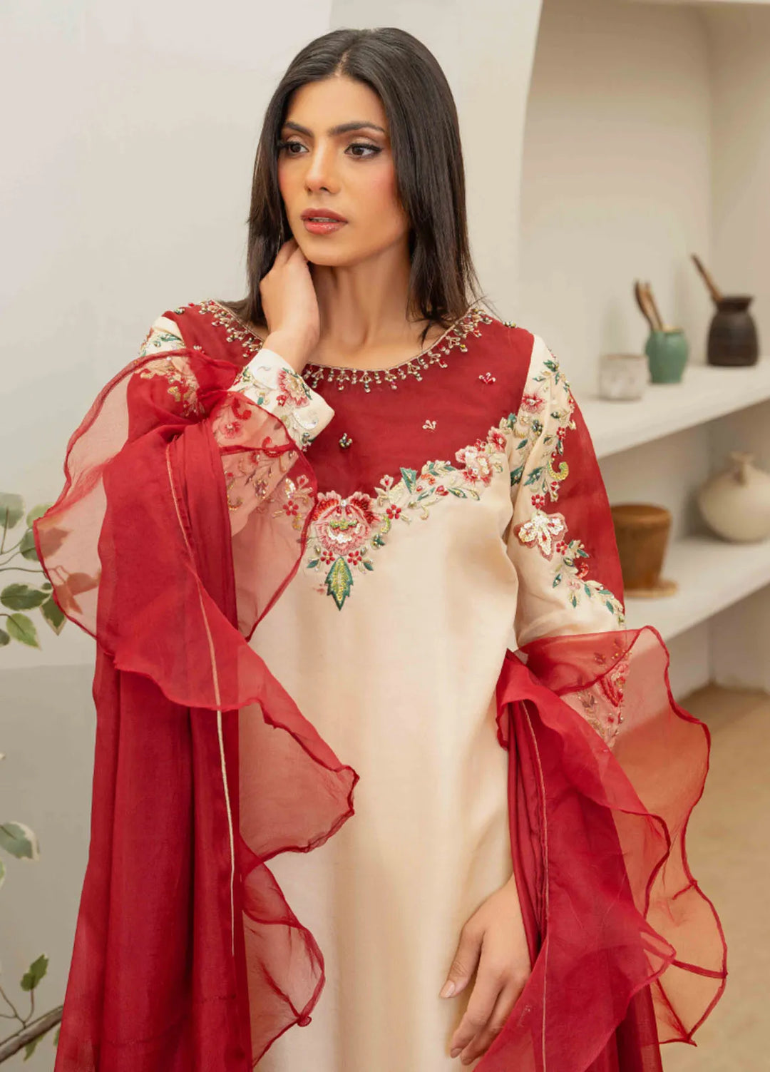 Louis by Hadia Batool Pret Embroidered Tussle Silk 3 Piece Suit Sephora