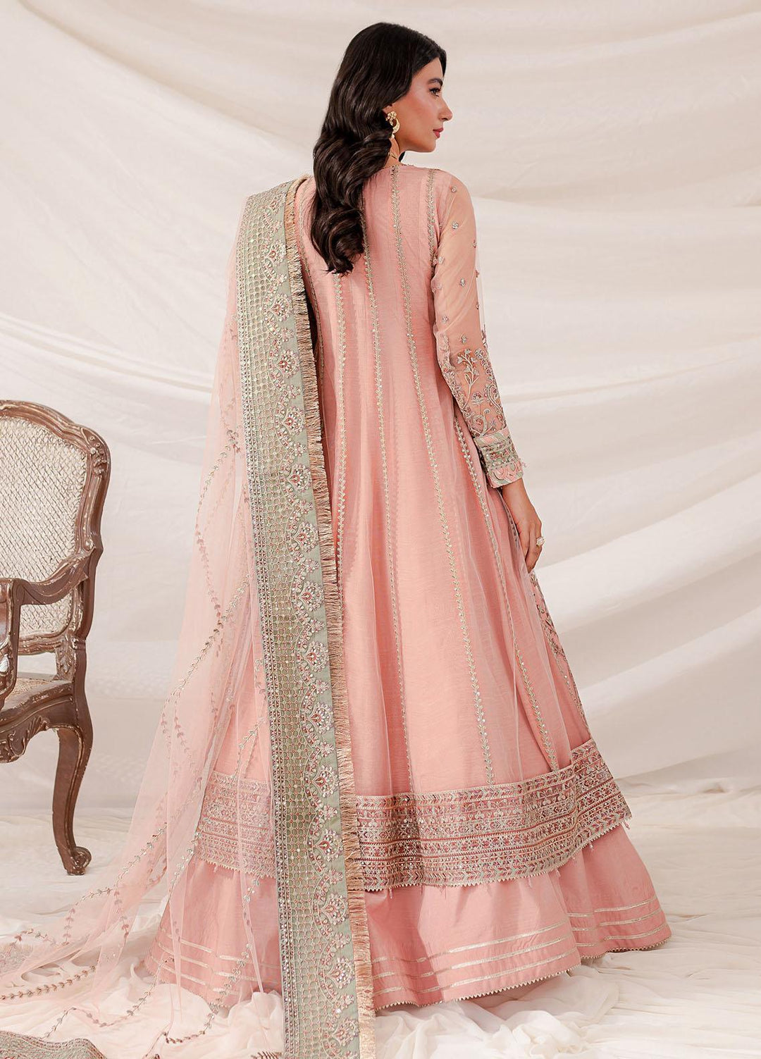 Lumiere By Farasha Embroidered Net Suits Unstitched 3 Piece FSH23LM D-03 Rosewoood - Luxury Collection
