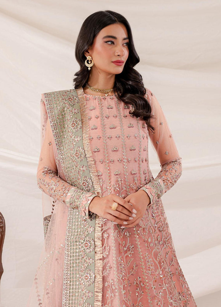 Lumiere By Farasha Embroidered Net Suits Unstitched 3 Piece FSH23LM D-03 Rosewoood - Luxury Collection