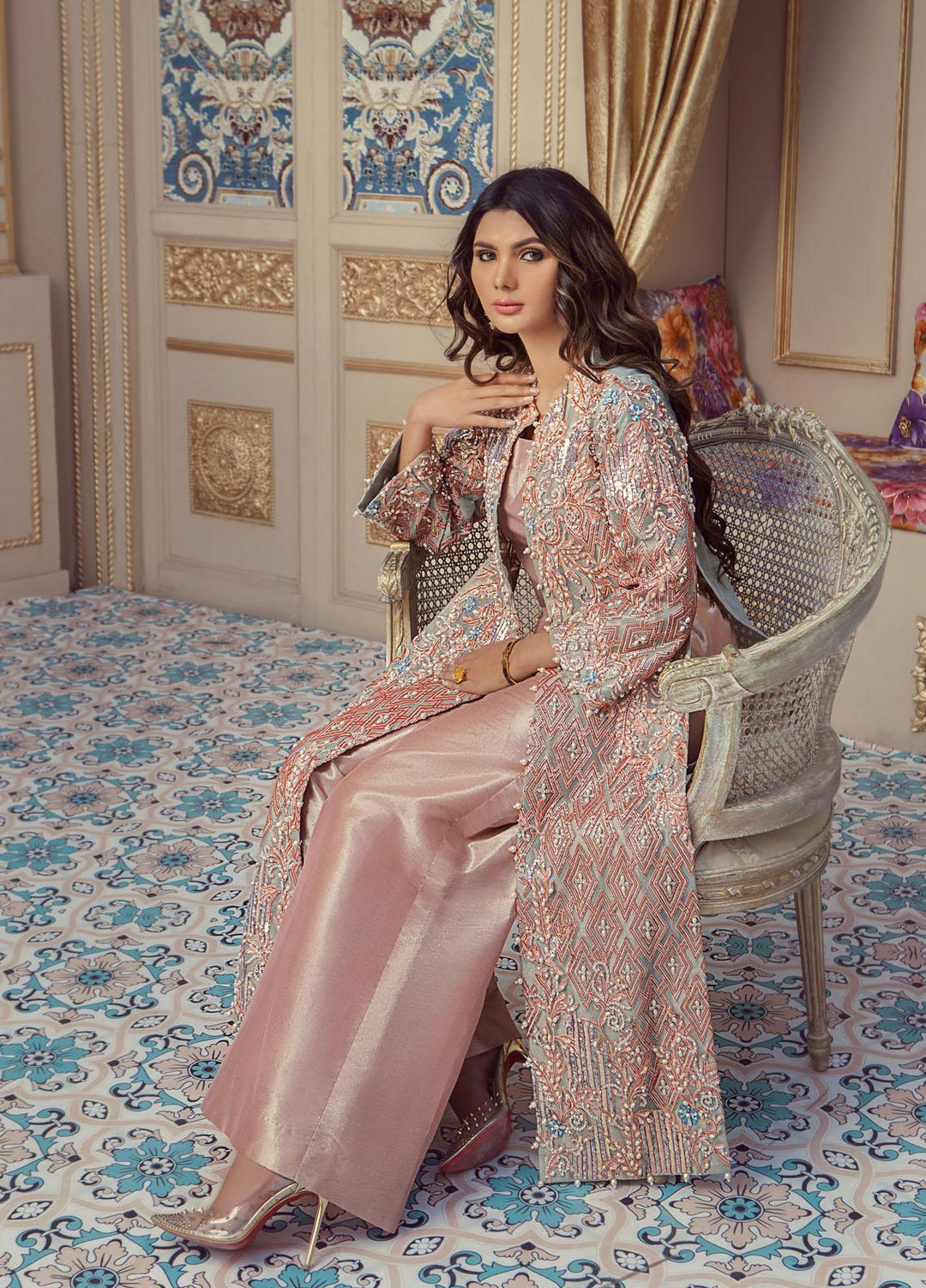 Lussoro Luxury Pret  Organza 3 Piece Dress LR22PF RA-001