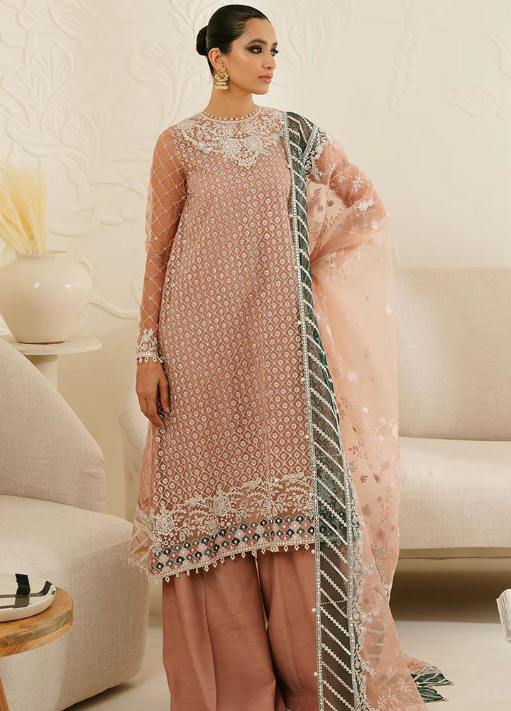 Luxe Atelier By Cross Stitch Embroidered Organza Suits Unstitched 4 Piece CS23LALU D-03 Brittany Rose - Luxury Collection