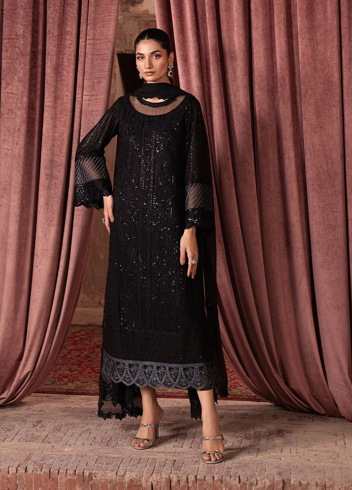 Luxe by Azure Embroidered Chiffon Suit Unstitched 3 Piece AZU24L Noir Mystique - Formal Collection