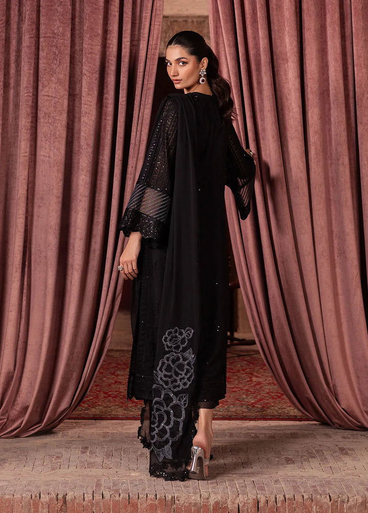 Luxe by Azure Embroidered Chiffon Suit Unstitched 3 Piece AZU24L Noir Mystique - Formal Collection