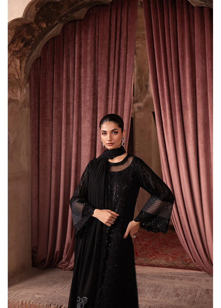 Luxe by Azure Embroidered Chiffon Suit Unstitched 3 Piece AZU24L Noir Mystique - Formal Collection
