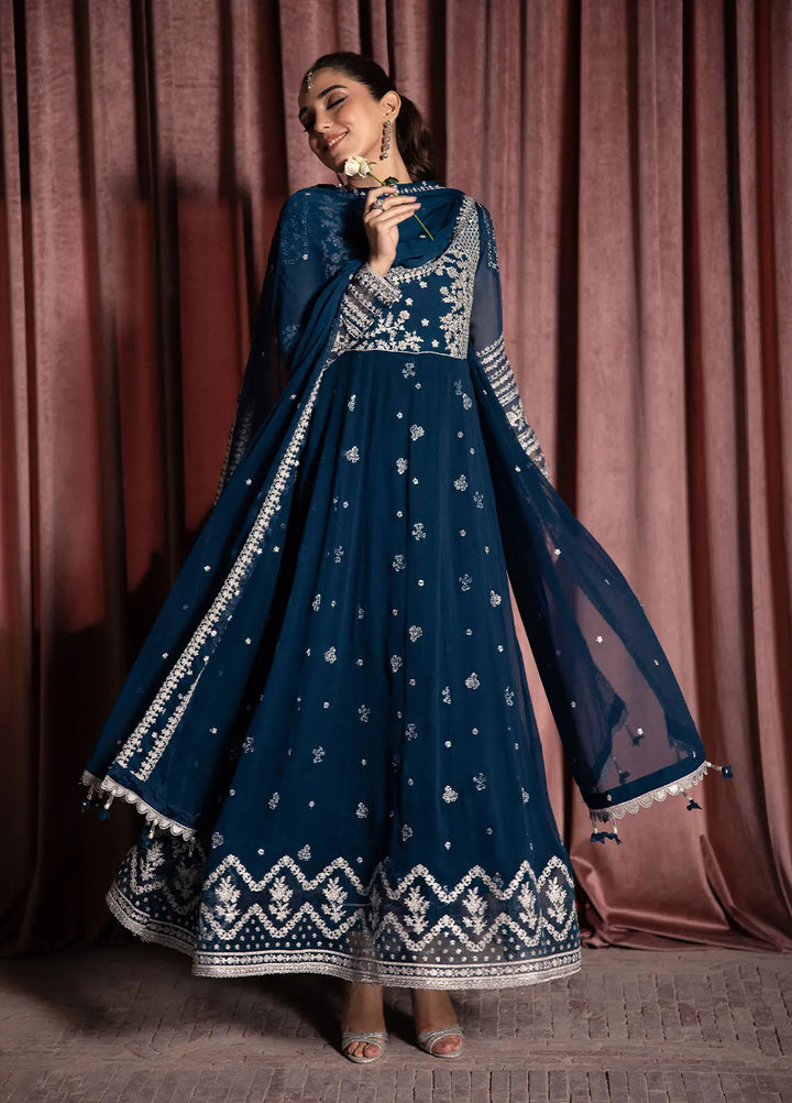 Luxe by Azure Embroidered Chiffon Suit Unstitched 3 Piece AZU24L Aquatic Whisper - Formal Collection