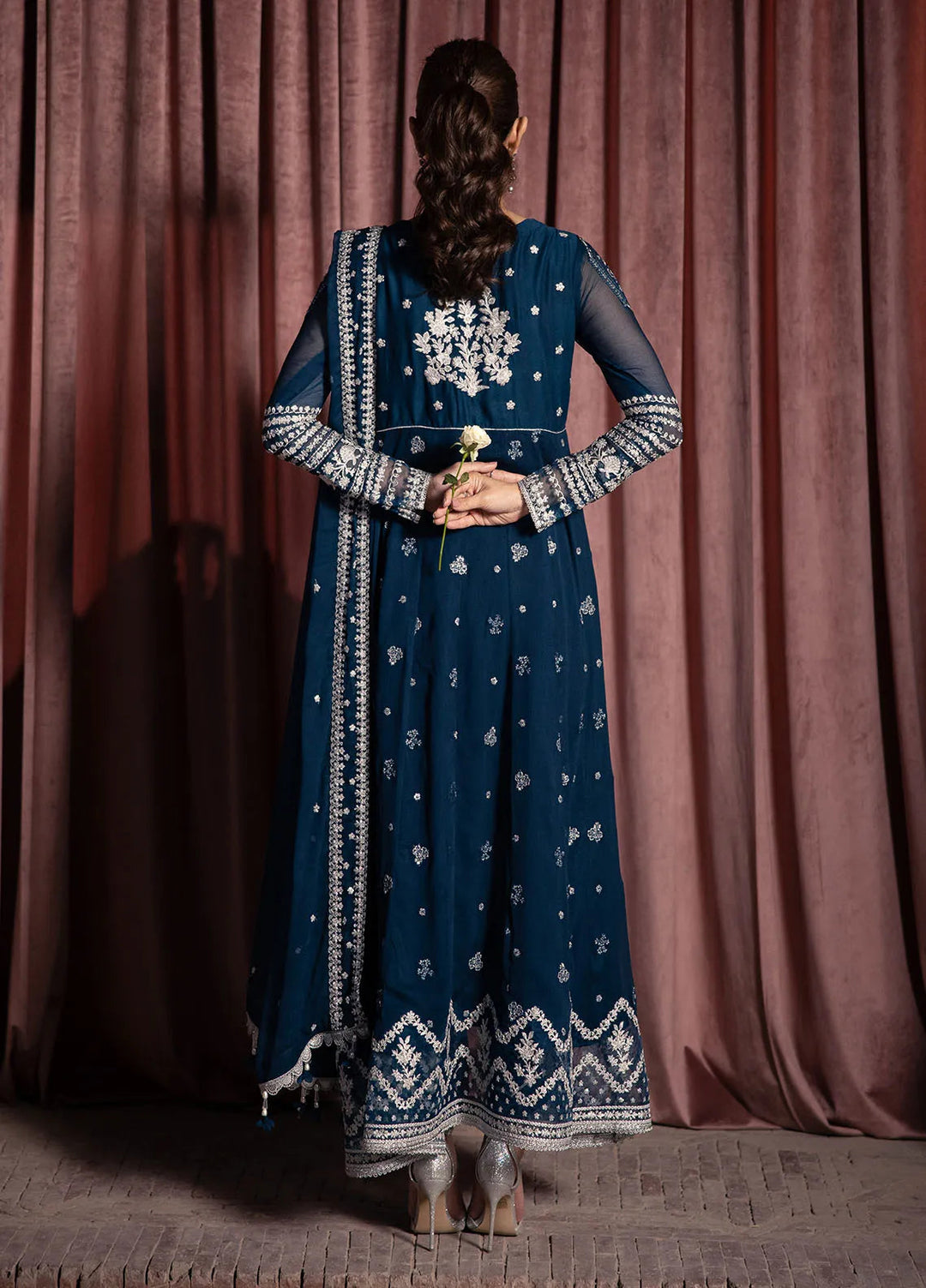 Luxe by Azure Embroidered Chiffon Suit Unstitched 3 Piece AZU24L Aquatic Whisper - Formal Collection