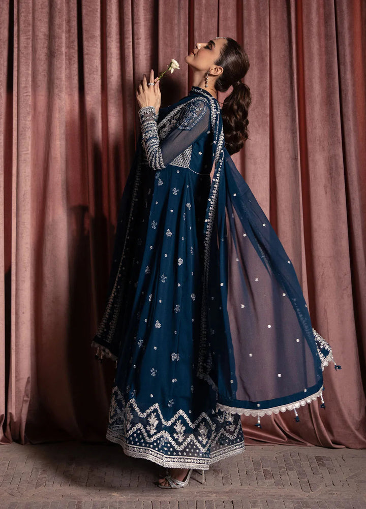 Luxe by Azure Embroidered Chiffon Suit Unstitched 3 Piece AZU24L Aquatic Whisper - Formal Collection