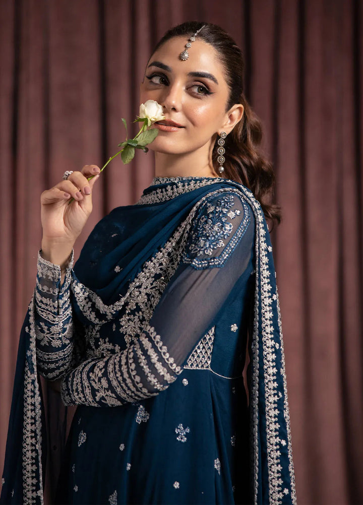 Luxe by Azure Embroidered Chiffon Suit Unstitched 3 Piece AZU24L Aquatic Whisper - Formal Collection
