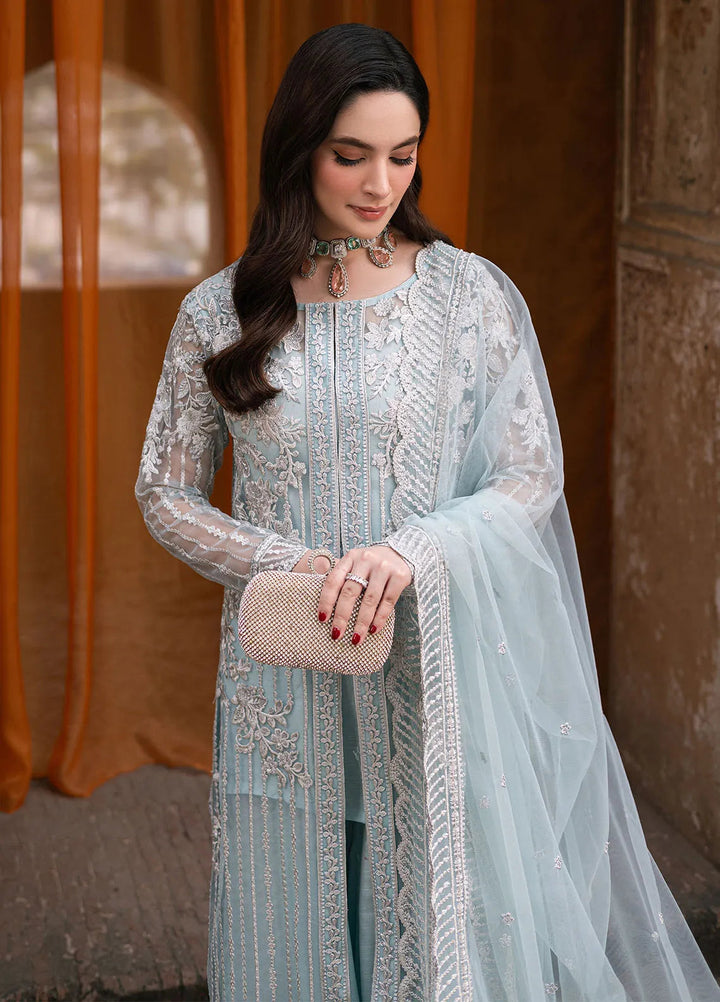 Luxe by Azure Embroidered Net Suit Unstitched 3 Piece AZU24L Dreamy Azure - Formal Collection