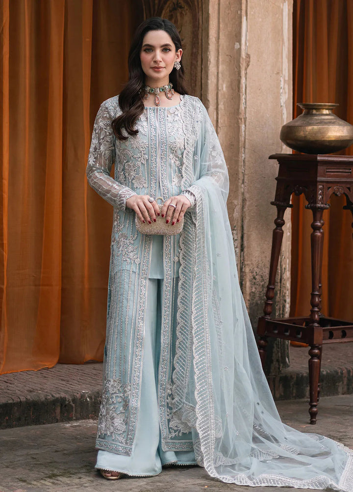 Luxe by Azure Embroidered Net Suit Unstitched 3 Piece AZU24L Dreamy Azure - Formal Collection
