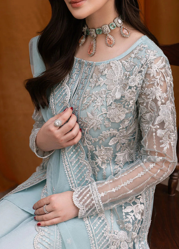 Luxe by Azure Embroidered Net Suit Unstitched 3 Piece AZU24L Dreamy Azure - Formal Collection