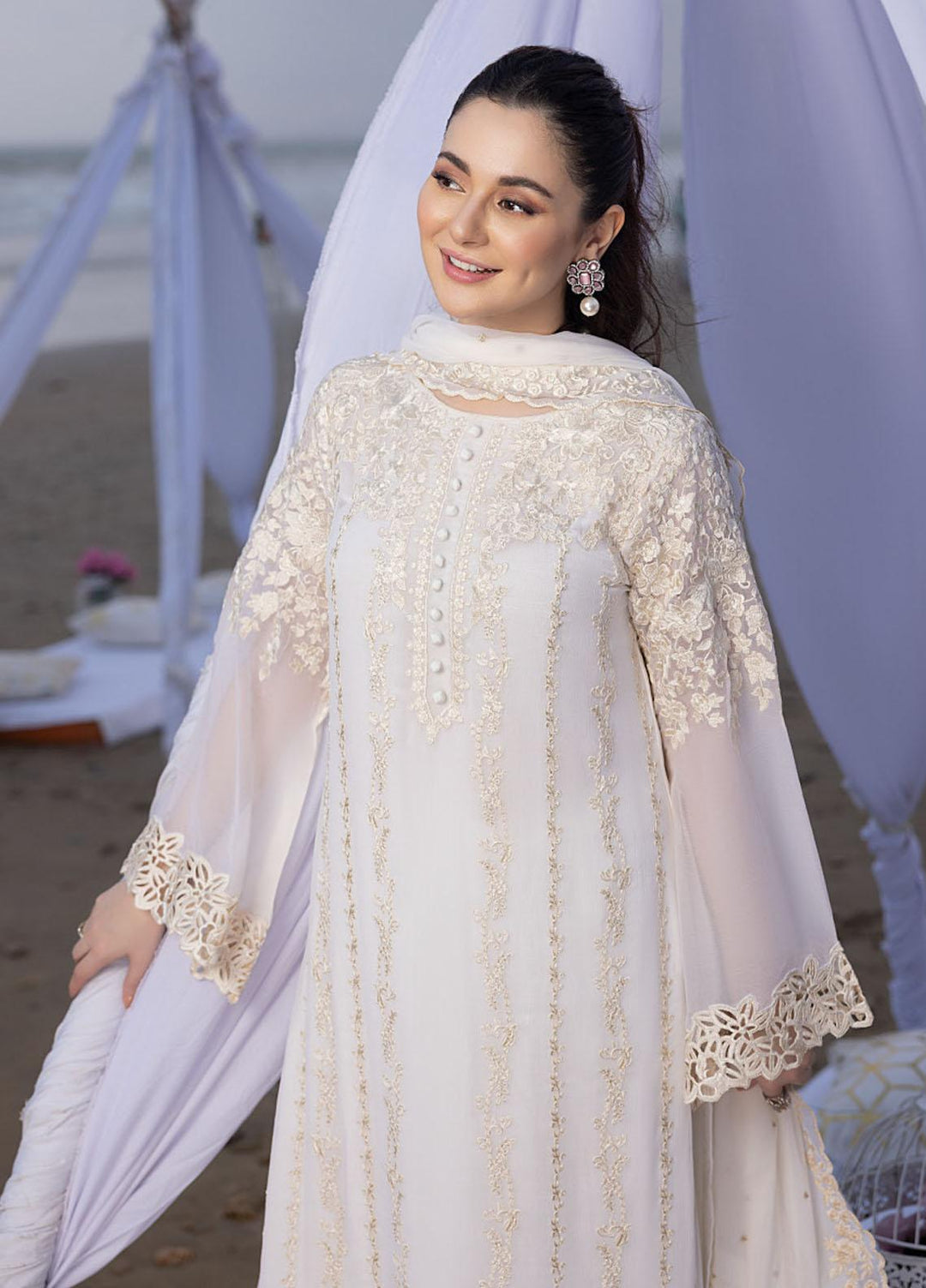 Luxe By Azure Embroidered  Suits Unstitched 3 Piece AZU23LX AS-108 Beach Shell - Eid Collection