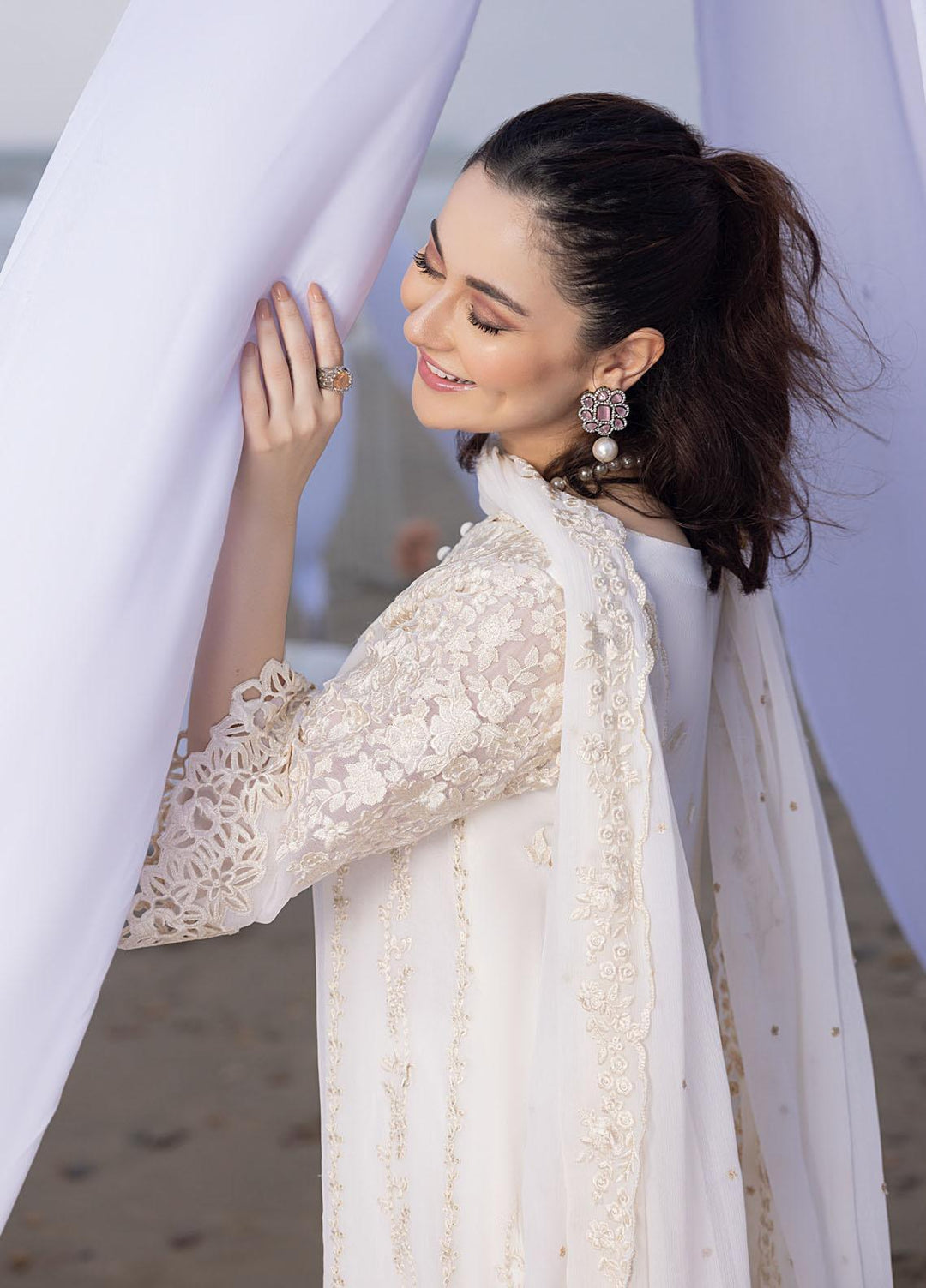 Luxe By Azure Embroidered  Suits Unstitched 3 Piece AZU23LX AS-108 Beach Shell - Eid Collection