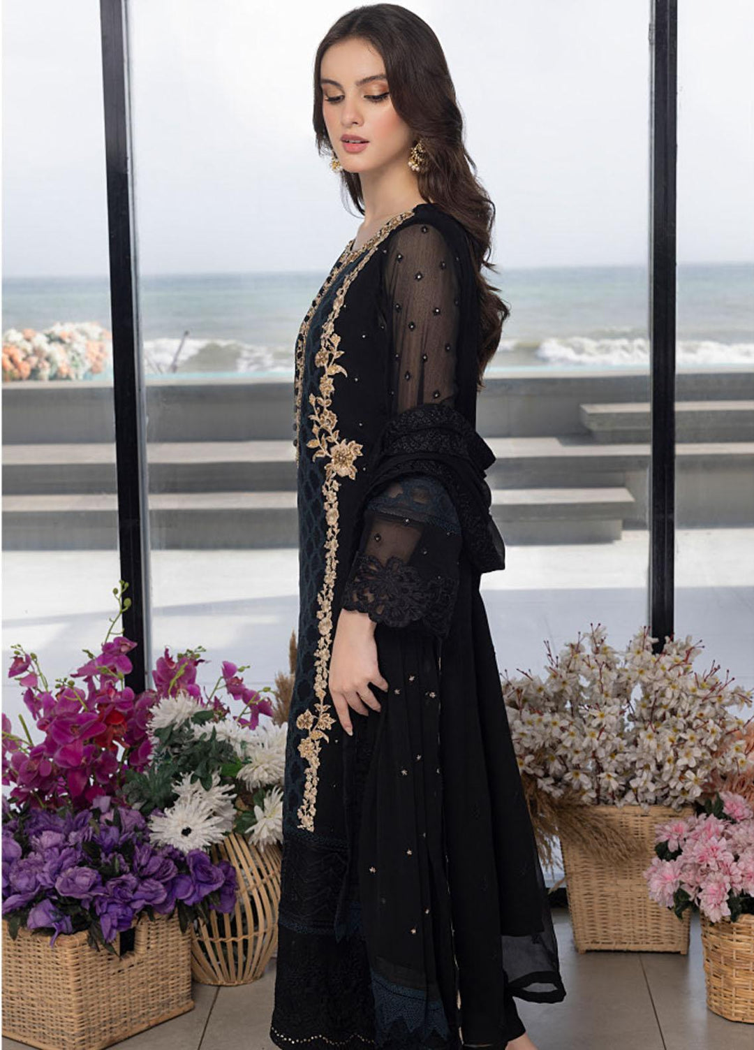 Luxe By Azure Embroidered  Suits Unstitched 3 Piece AZU23LX AS-109  Flint Fantasy - Eid Collection