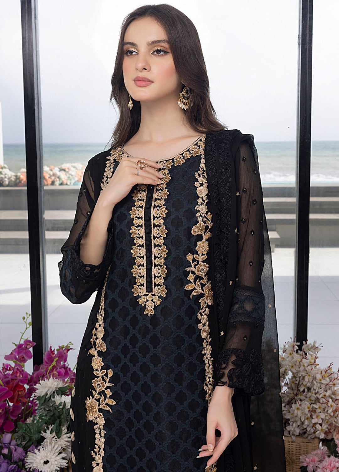 Luxe By Azure Embroidered  Suits Unstitched 3 Piece AZU23LX AS-109  Flint Fantasy - Eid Collection
