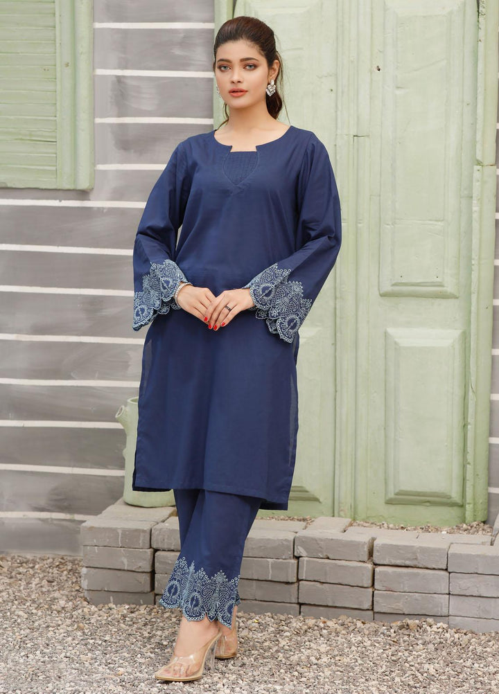 Luxeurs Casual Pret  Cotton 2 Piece Dress LX22PM Clematis Blue