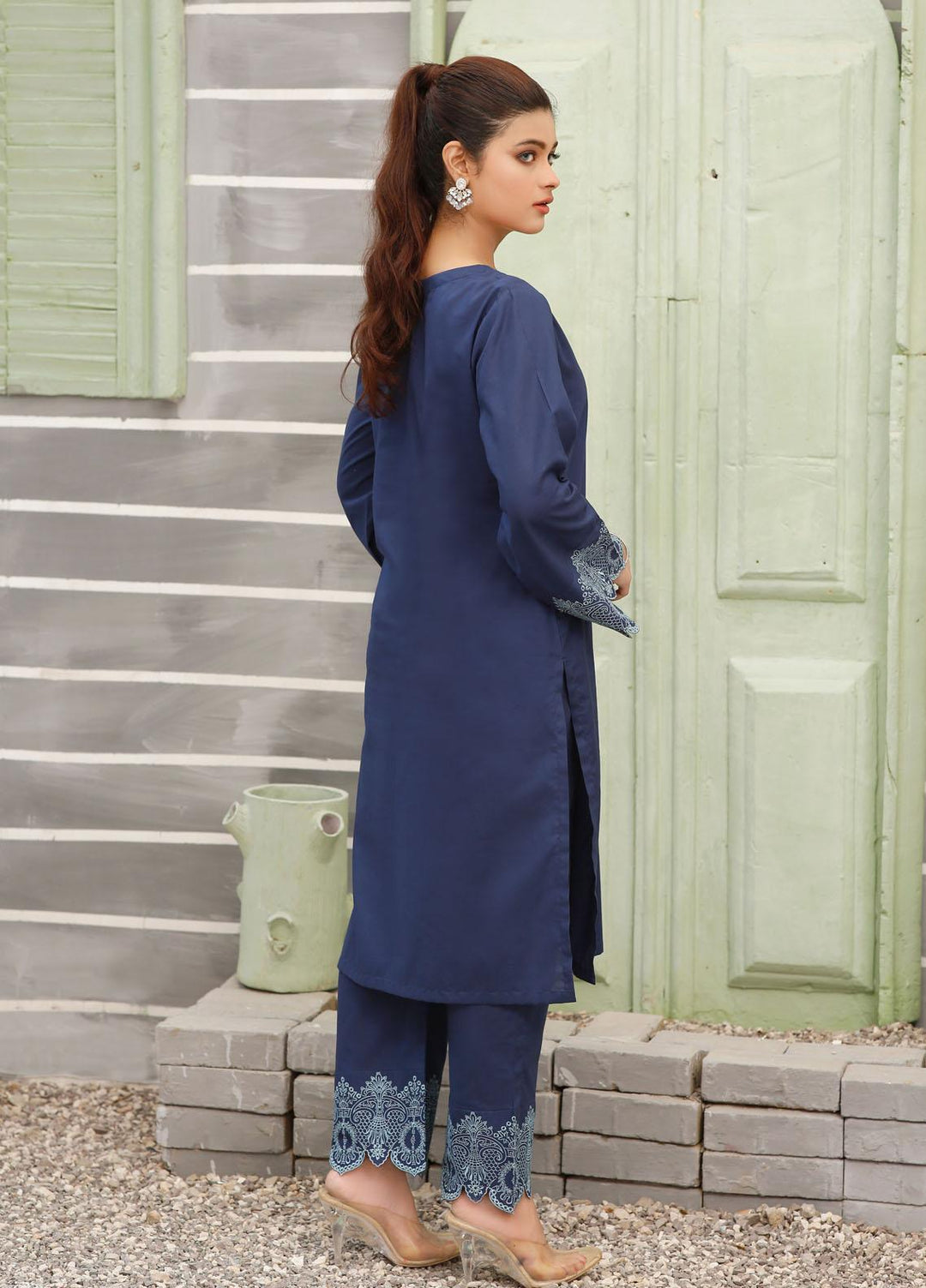 Luxeurs Casual Pret  Cotton 2 Piece Dress LX22PM Clematis Blue
