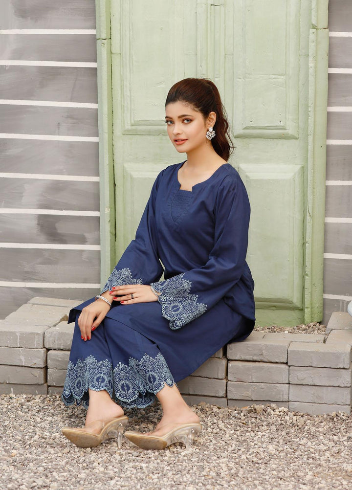 Luxeurs Casual Pret  Cotton 2 Piece Dress LX22PM Clematis Blue