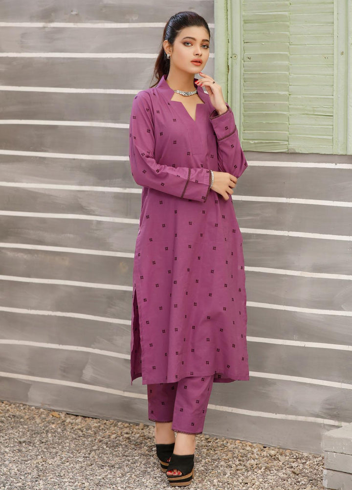 Luxeurs Casual Pret  Cotton 2 Piece Dress LX22PM Bright Violet