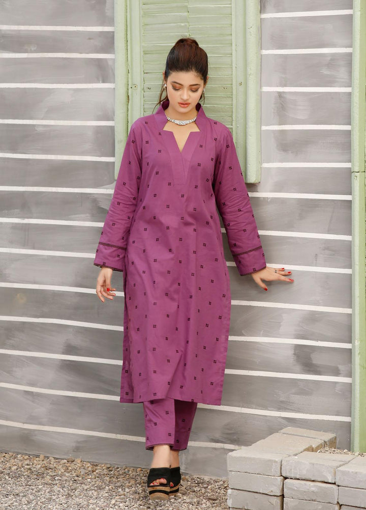 Luxeurs Casual Pret  Cotton 2 Piece Dress LX22PM Bright Violet