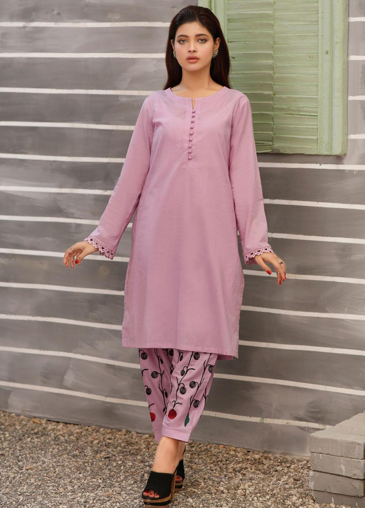 Luxeurs Casual Pret  Cotton 2 Piece Dress LX22PM Lilac