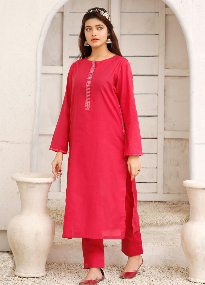 Luxeurs Casual Pret  Cotton 2 Piece Dress LX22PM Raspberry