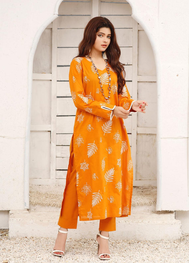 Luxeurs Casual Pret  Cotton 2 Piece Dress LX22PM Autumn Blaze