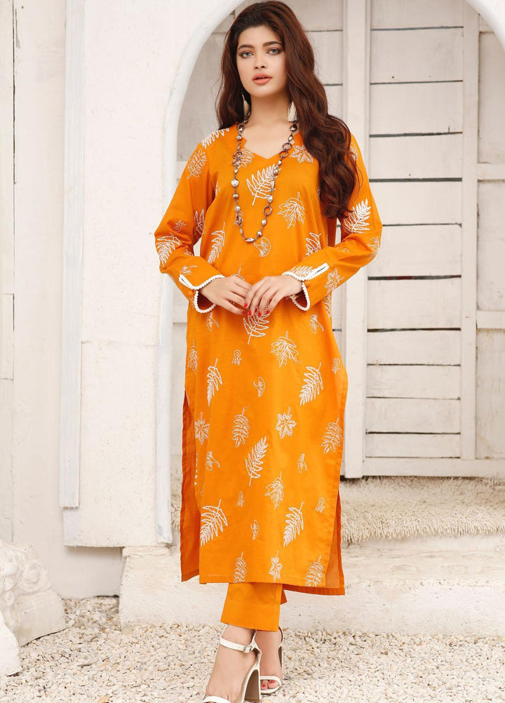 Luxeurs Casual Pret  Cotton 2 Piece Dress LX22PM Autumn Blaze