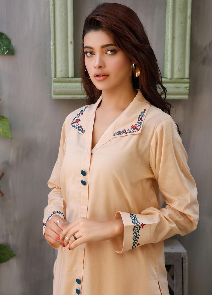 Luxeurs Casual Pret  Cotton 2 Piece Dress LX22PM Beige Myth