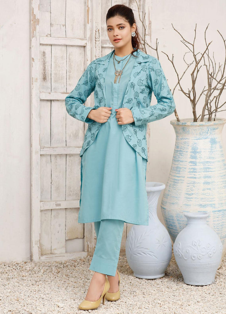 Luxeurs Casual Pret  Cotton 3 Piece Dress LX22PM Icy Mermaid