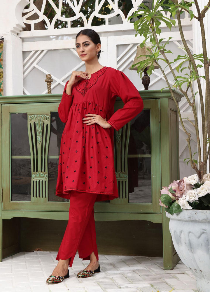 Luxeurs Casual Pret  Cotton 2 Piece Suit LX22RTW Jester Red