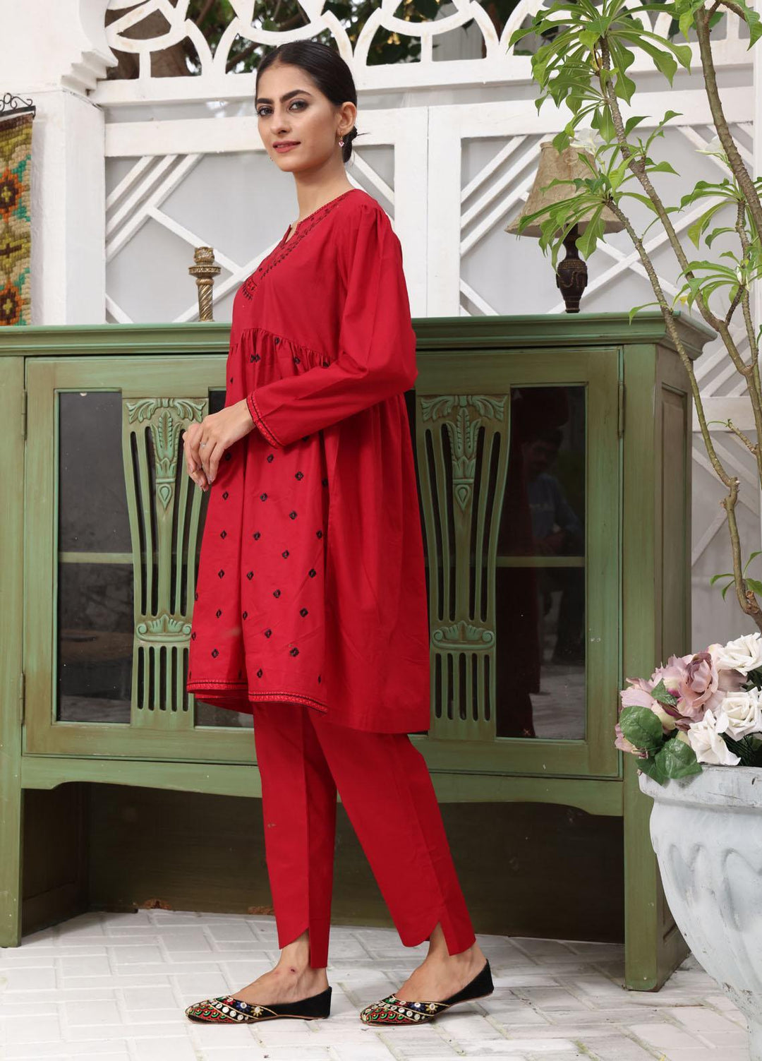 Luxeurs Casual Pret  Cotton 2 Piece Suit LX22RTW Jester Red