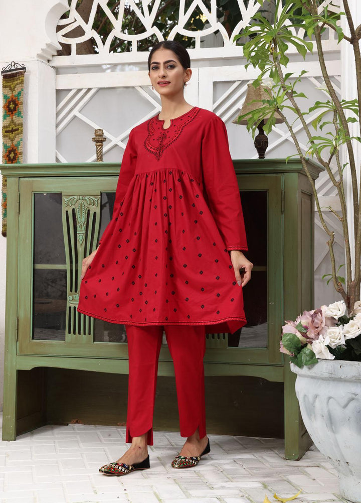 Luxeurs Casual Pret  Cotton 2 Piece Suit LX22RTW Jester Red
