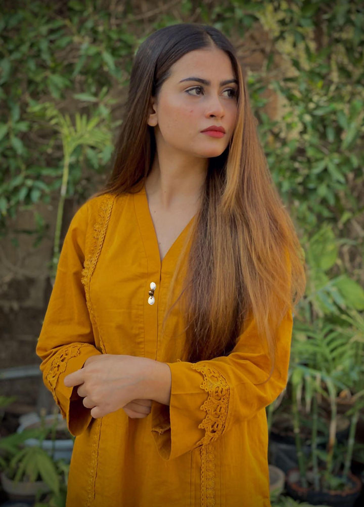 Luxeurs Casual Pret  Cotton 2 Piece Suit LX22RTW Mustard