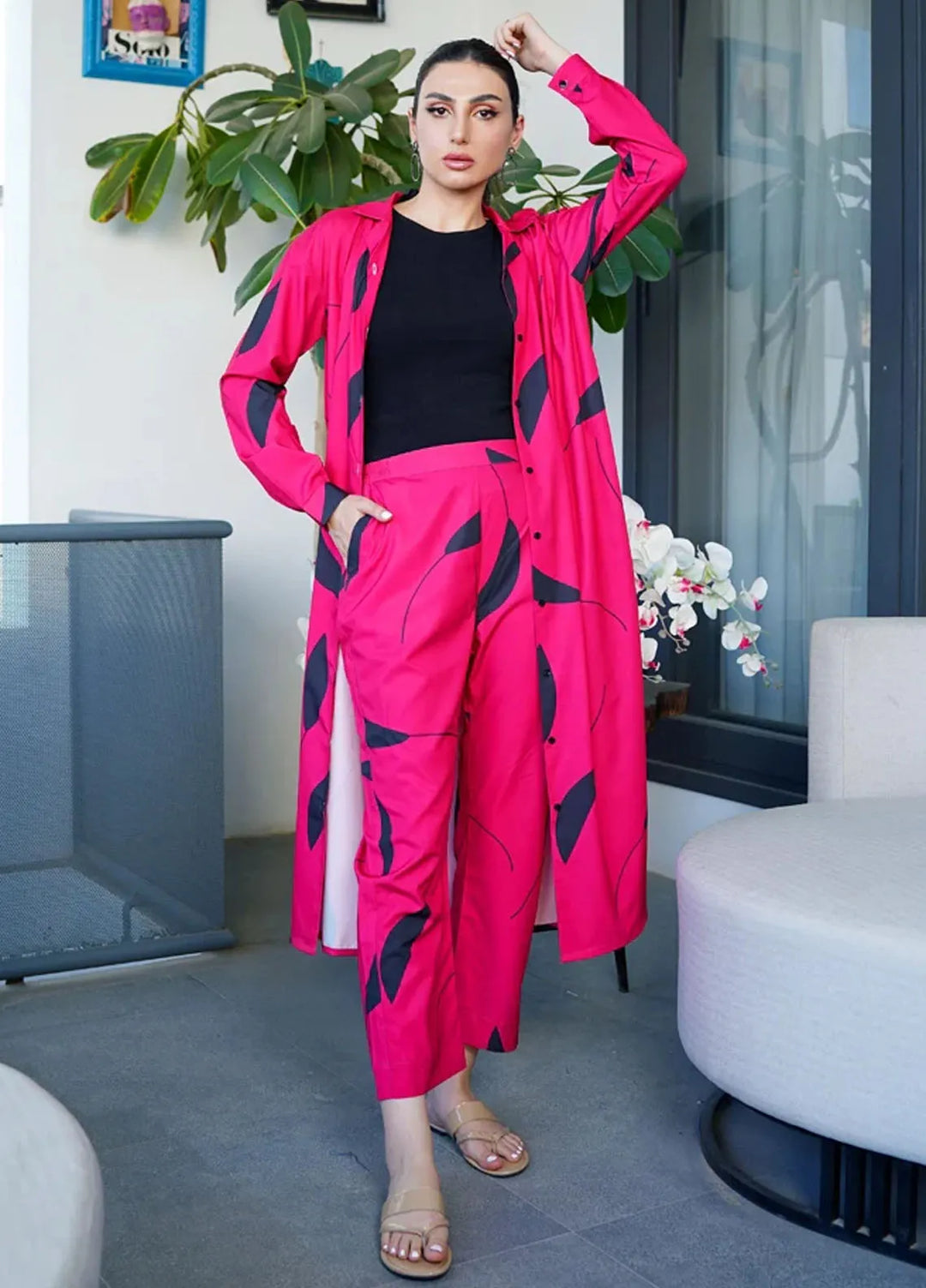Luxury Revival By Dhaga Pret Printed Dhaga 2 Piece Suit Carmine