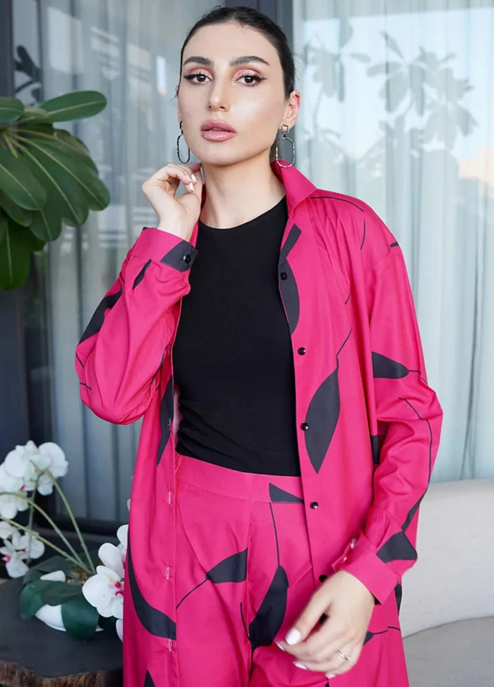 Luxury Revival By Dhaga Pret Printed Dhaga 2 Piece Suit Carmine