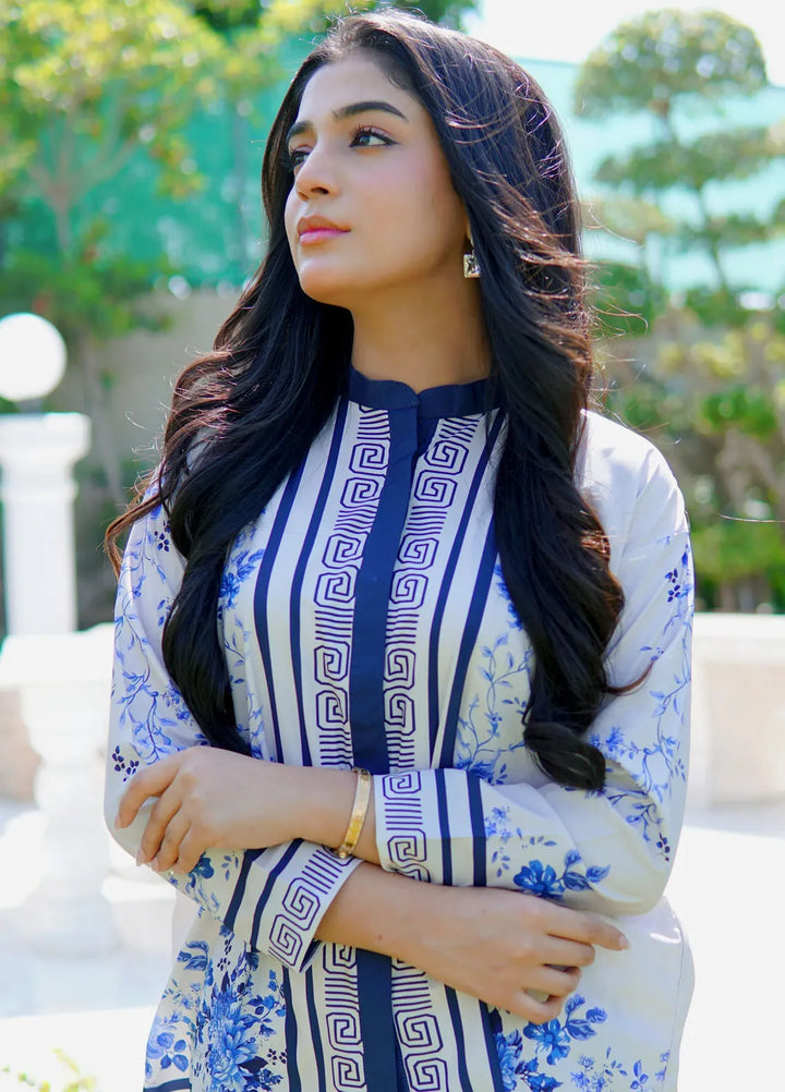 Luxury Revival By Dhaga Pret Printed Dhaga 2 Piece Suit Cyan