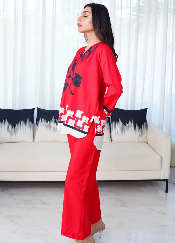 Luxury Revival By Dhaga Pret Printed Dhaga 2 Piece Suit Garnet