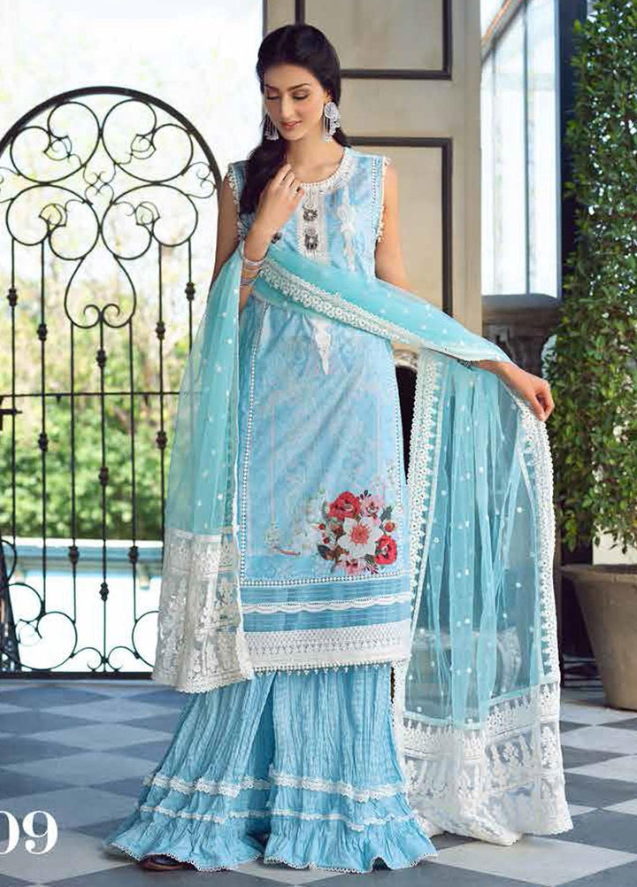 LYLA Embroidered Lawn Suits Unstitched 3 Piece LA21L D-09 - Luxury Collection