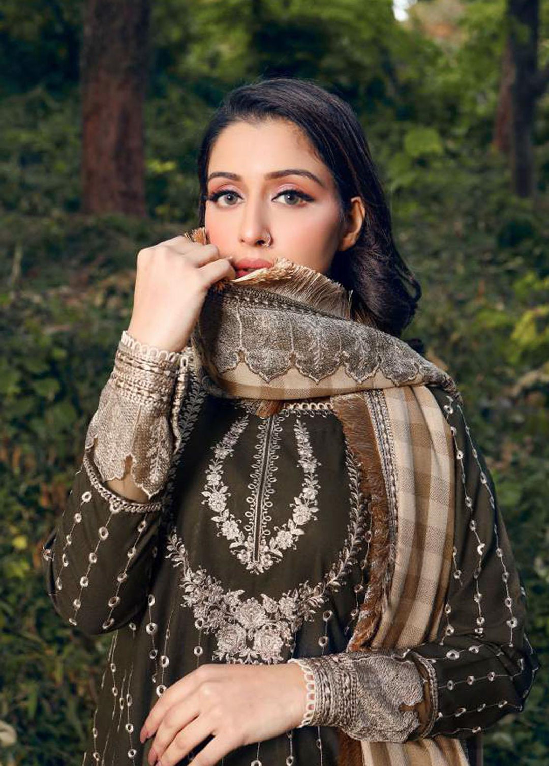 Lyla Embroidered  Suits Unstitched 3 Piece LY22W D-8 - Winter Collection