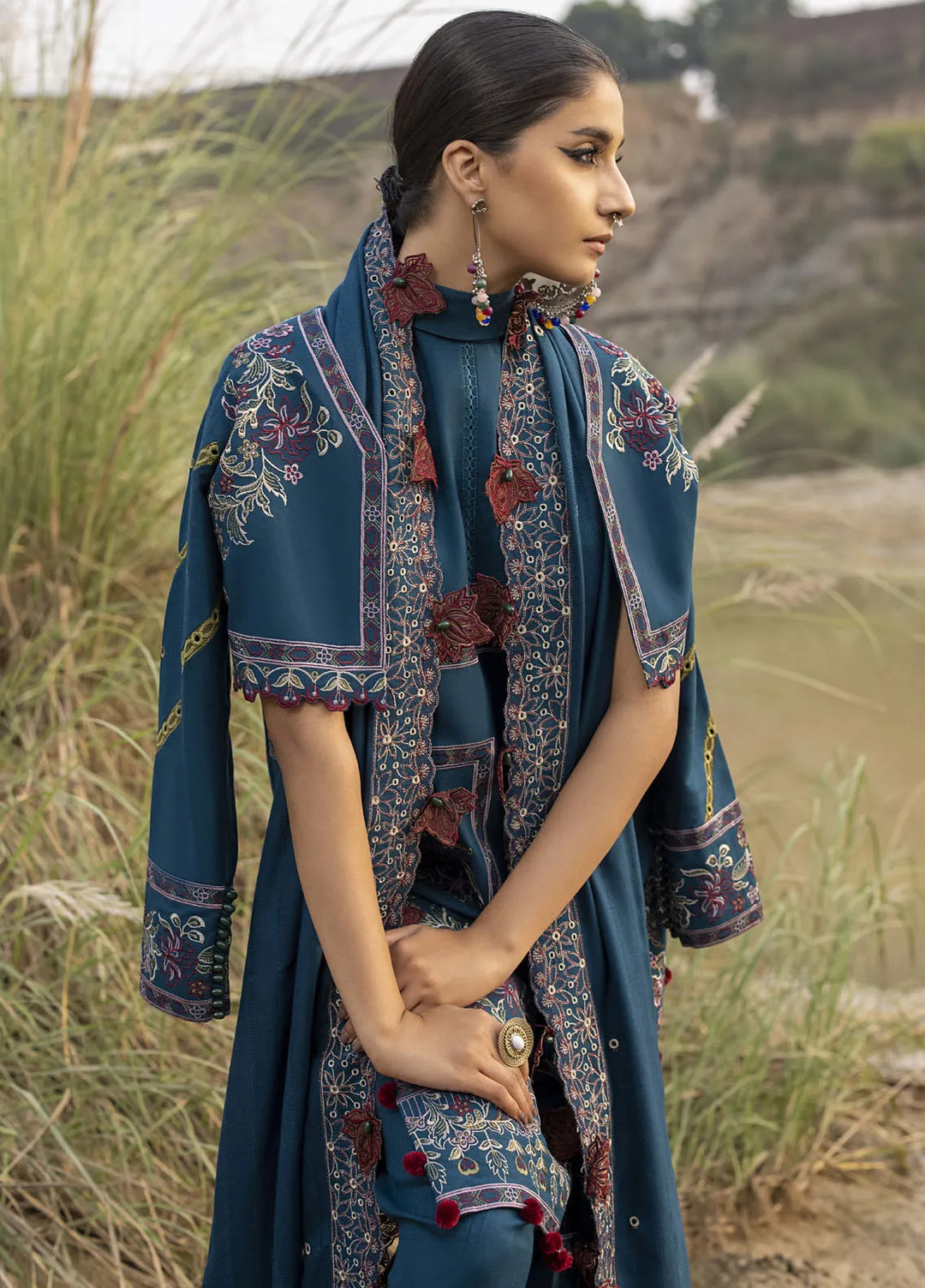 Lyra by Meerak Embroidered Peach Wool Suit Unstitched 3 Piece MRK24LW D-01 Ghazal - Winter Collection