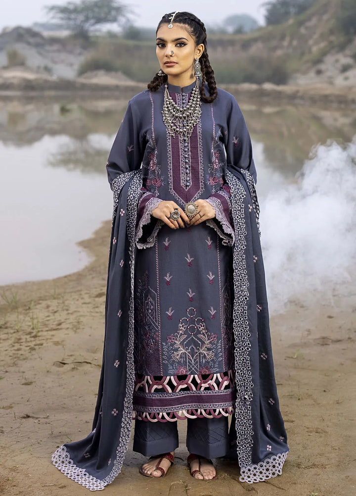 Lyra by Meerak Embroidered Peach Wool Suit Unstitched 3 Piece MRK24LW D-10 Zoha - Winter Collection